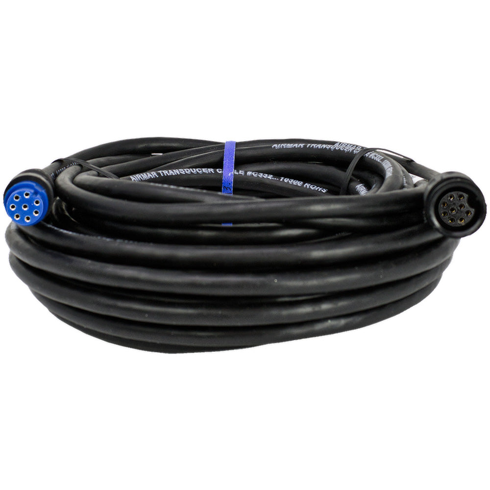 Airmar MM1-DST-8G Garmin blue 8-pin transducer cable for marine electronics, showing a close-up of the cable connector.