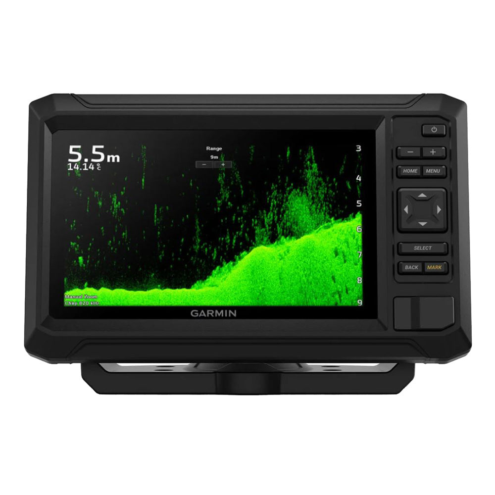 Garmin ECHOMAP UHD2 72cv GPS fishfinder combo display showing detailed sonar readings and navigation maps.