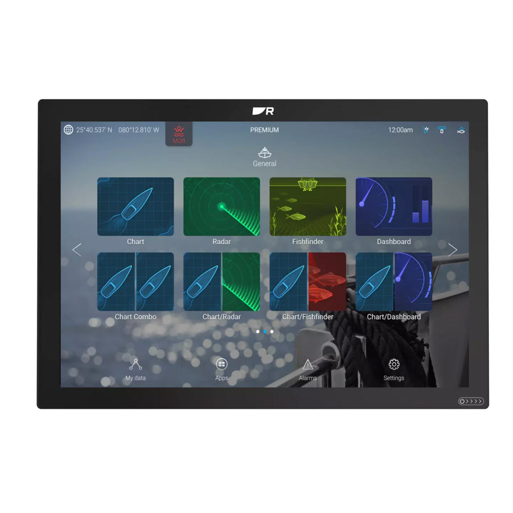 Raymarine Axiom 2 XL 24-inch MFD kit with USB card reader, marine GPS chartplotter for navigation and navigation data.
