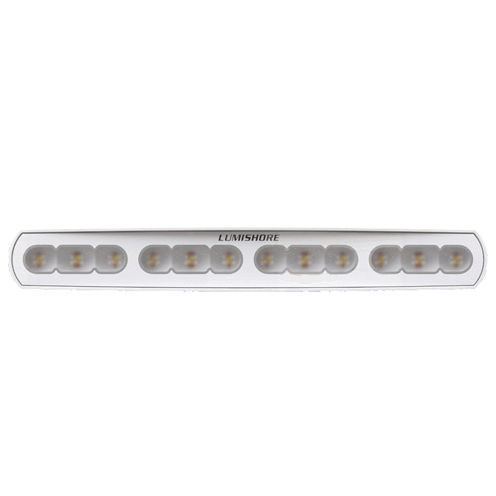 Lumishore LUX 18-inch flood light for marine or outdoor use, showing the bright LED spreader light with durable housing.