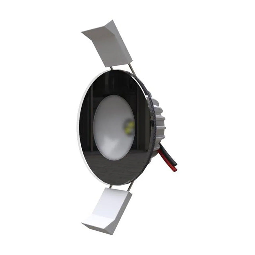 Lumishore ECLIPSE DL55 white RGB LED downlight with black finish, dome-style lighting for modern interior illumination.