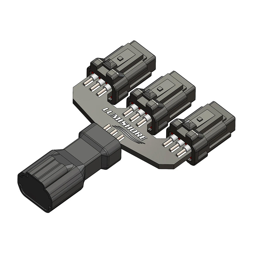 Lumishore Lux Strip Neon Flex 6-core 3-way splitter accessory with compact connector design