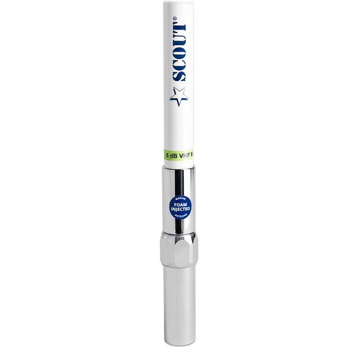 Scout 8' QuickFit White VHF Antenna w/5M Cable + FME Quick 6 Foam Filled 6db Solid Brass  Copper Element