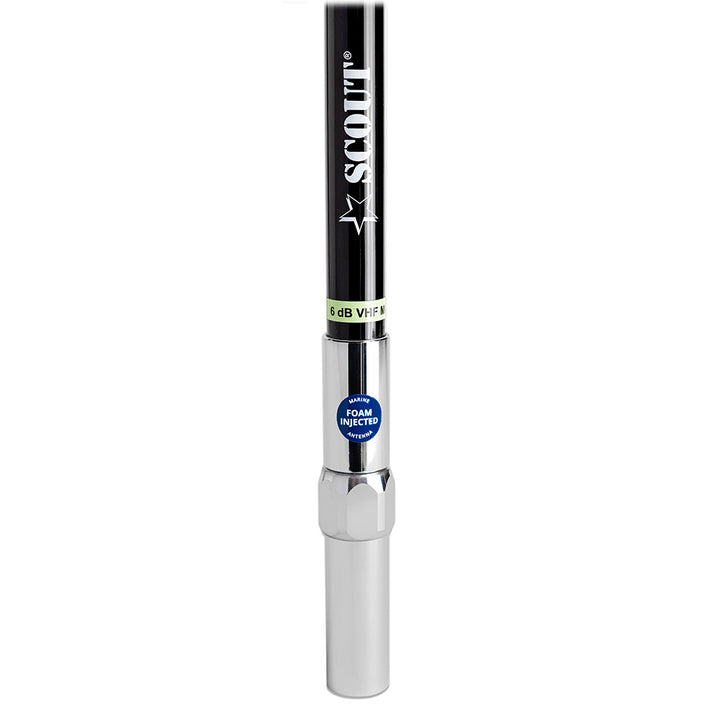 Scout 8' QuickFit Black VHF Antenna w/5M Cable + FME Quick 6 Foam Filled 6db Solid Brass  Copper Element