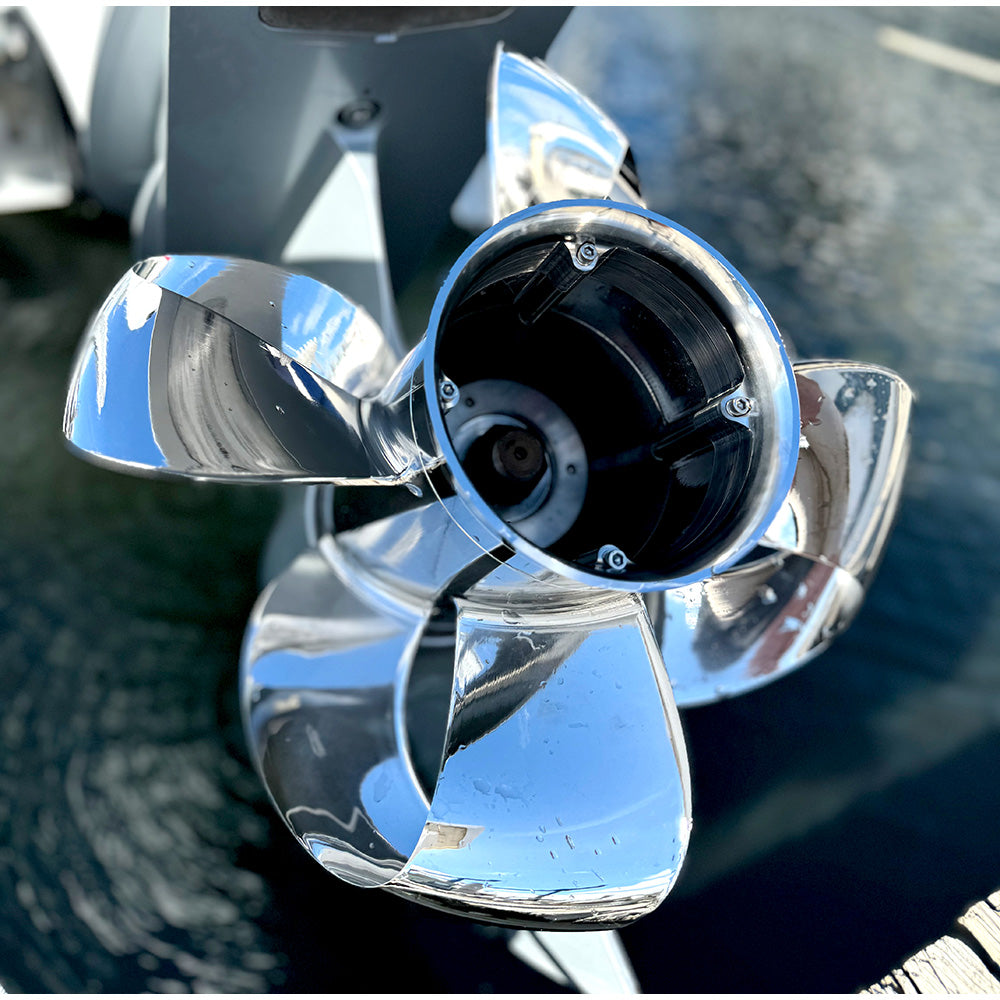 Stainless steel Sharrow Marine X10 Series propeller for Mercury V10 outboards, featuring durable blades and polished finish.