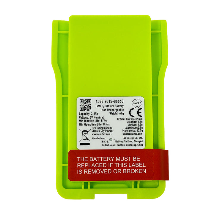 ACR LB15V Lithium Primary Battery by ACR Electronics, showing the compact battery with label and terminals.