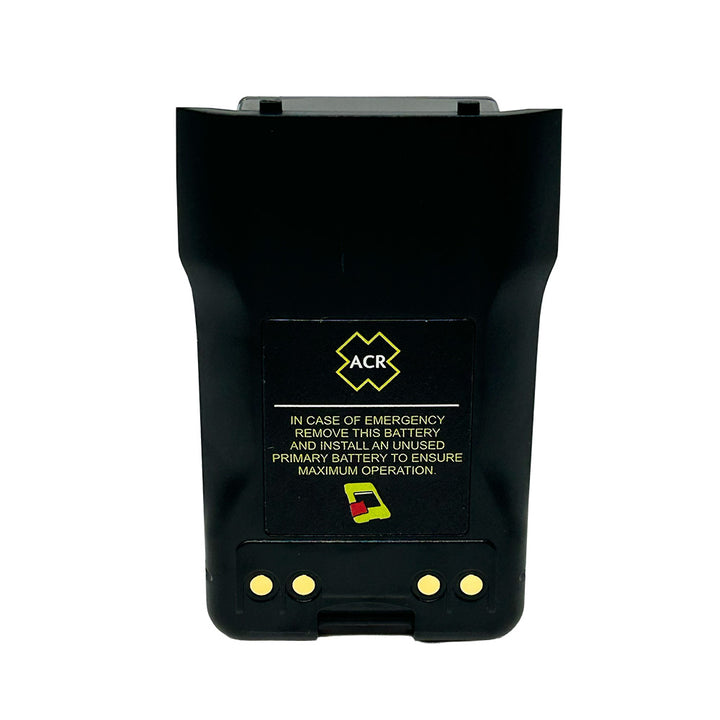 ACR RB16V rechargeable lithium-ion battery for electronic devices, branded by ACR Electronics, with a sleek compact design.