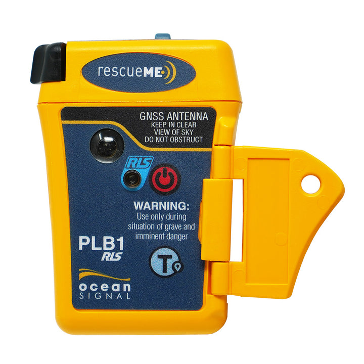 Ocean Signal rescueME PLB1 personal locator beacon with 7-year battery life, compact emergency GPS device for outdoor safety.