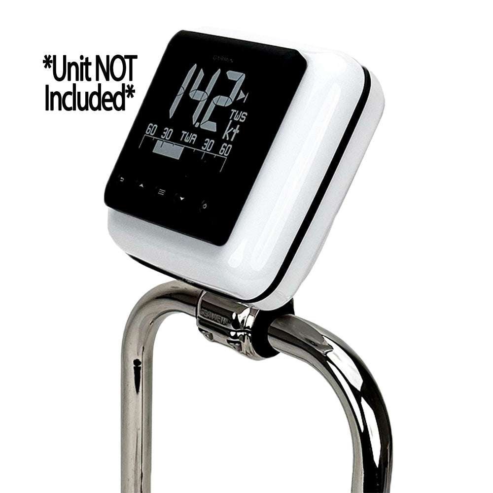 Seaview RailPod Uncut display mount with single base rail clamp, 4.5 inches wide and tall, for secure equipment mounting.