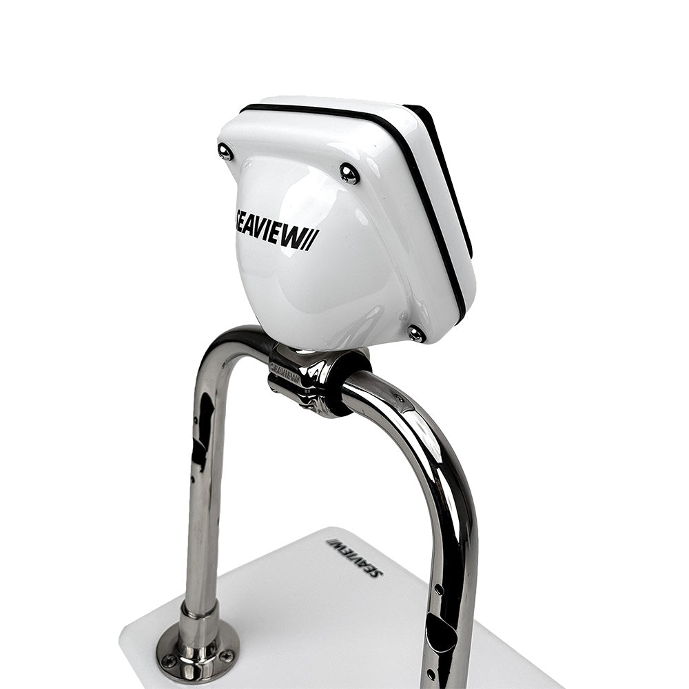 Seaview RailPod Uncut display mount with single base rail clamp, 12.75 inches wide by 8.75 inches high, showing mounting face.