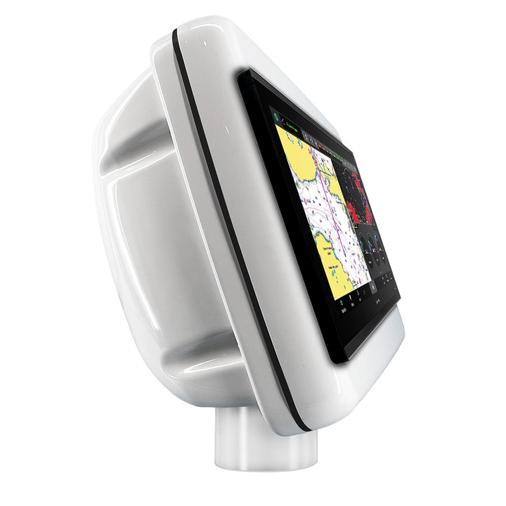 Seaview PowerPod uncut display mount with aluminum base, measuring 11.125 inches wide and 8 inches high, for secure equipment mounting.