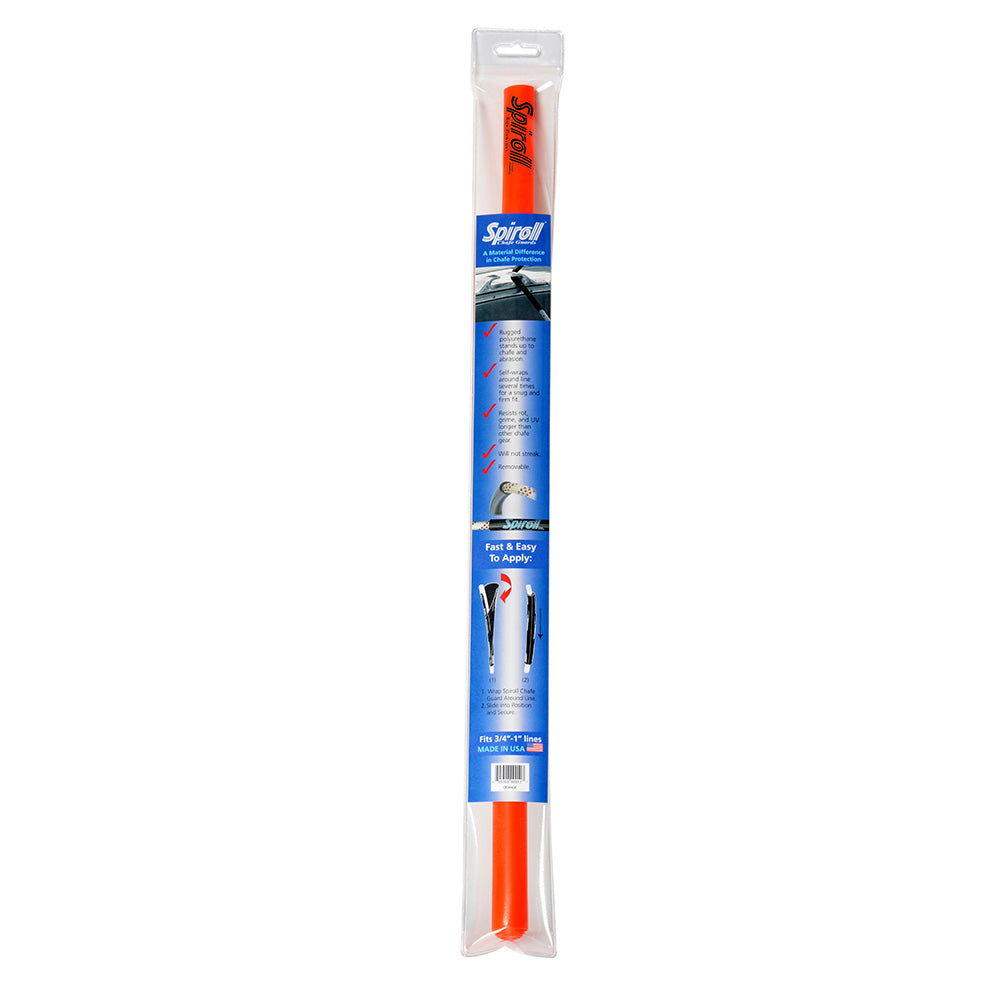 Spiroll Orange Chafe Guard for docking lines up to 1 inch diameter, protects against wear and abrasion on boat lines.
