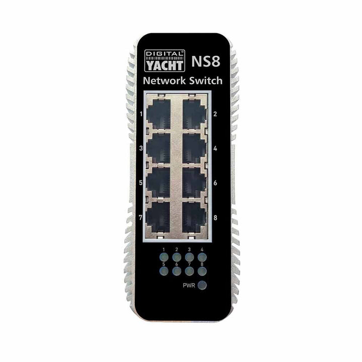Digital Yacht NS8 8-port 1GB network switch, compact accessories device with multiple Ethernet ports for reliable networking.
