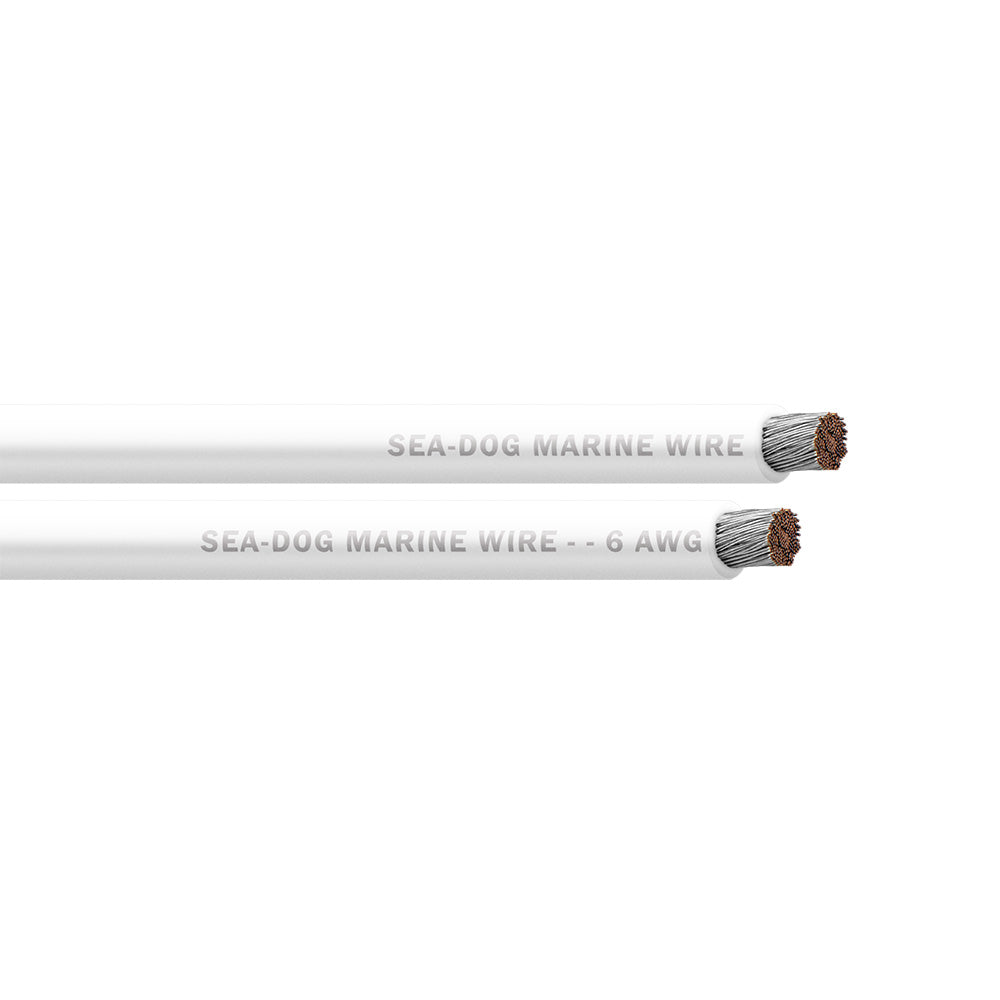 Sea-Dog 6 AWG white battery cable, 500-foot spool of thick marine wire suitable for heavy-duty electrical connections