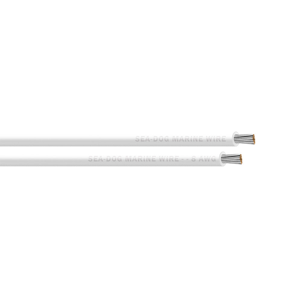 Sea-Dog 8 AWG white primary wire, 25-foot length, flexible electrical wire for marine and automotive applications