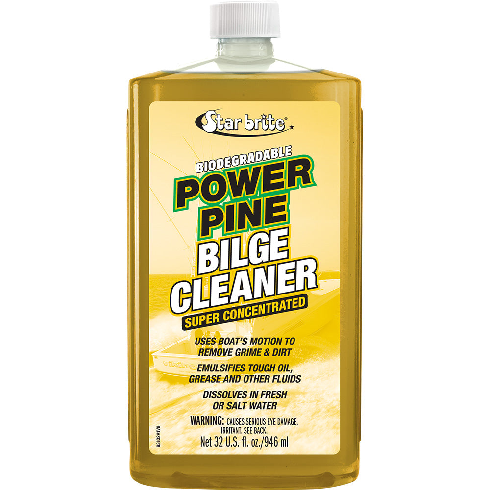 Star brite Power Pine Bilge Cleaner in 32 oz bottle, fresh pine scent, concentrated marine cleaning product, ready for boat bilge cleaning.