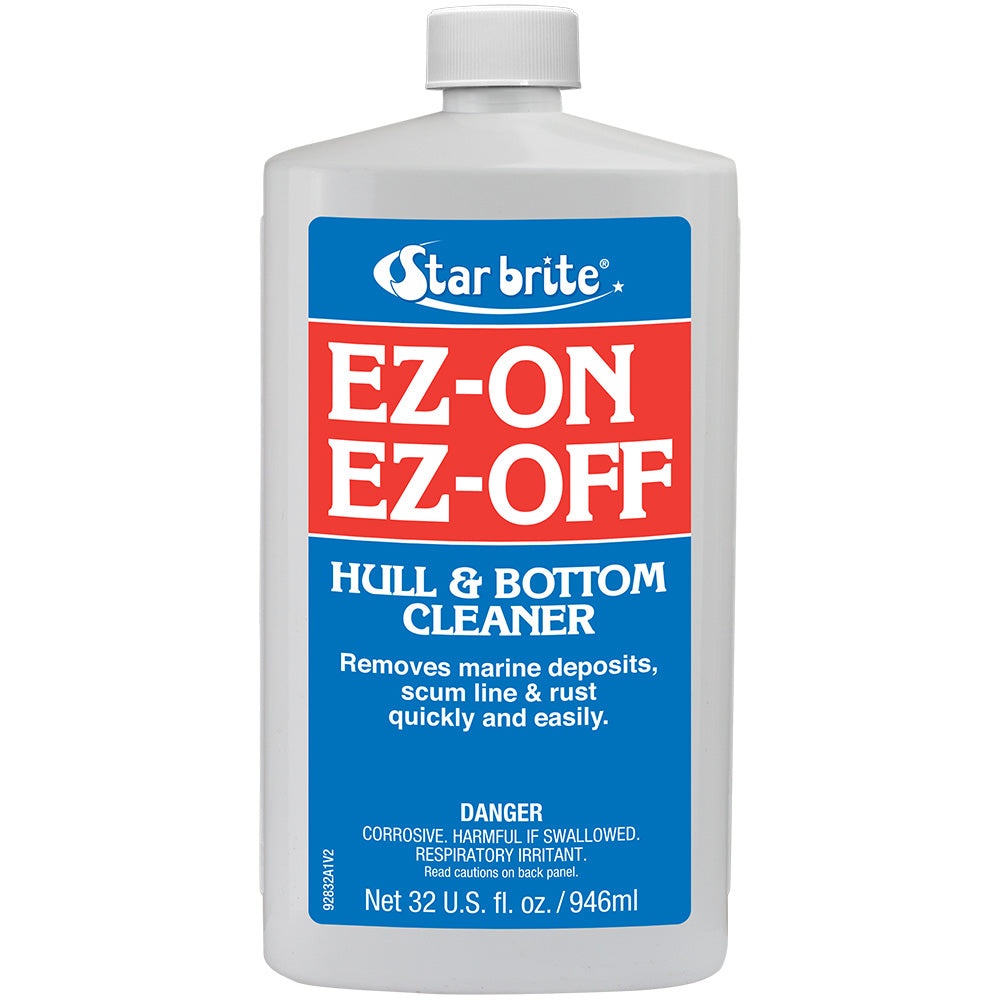 Star brite EZ-ON EZ-Off Boat Hull Cleaner in 32 oz bottle, showing the cleaning product designed for boat hulls and bottoms.