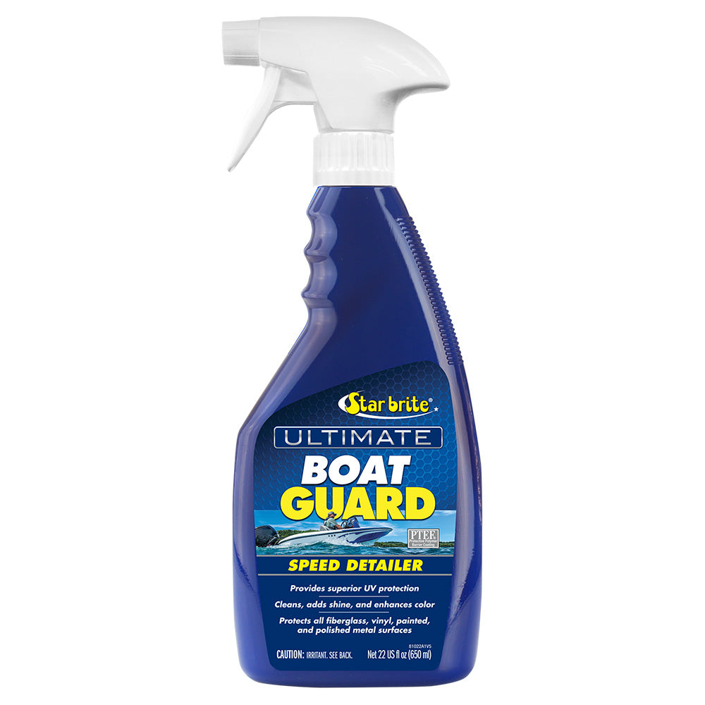 Star brite Ultimate Boat Guard Speed Detailer protectant in a 22 oz bottle, used for cleaning and protecting boat surfaces.