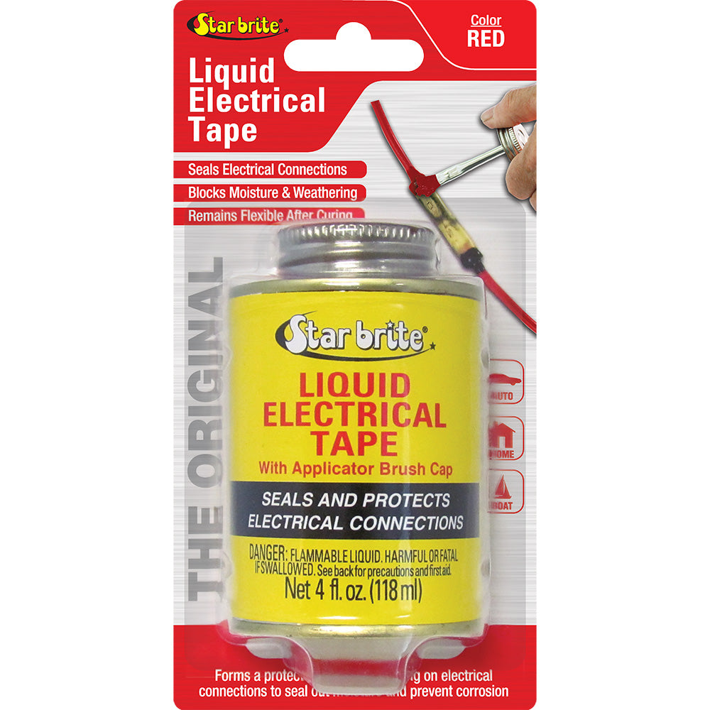 Red Star Brite Liquid Electrical Tape in 4 oz bottle, flexible protective coating for electrical wiring and accessories.