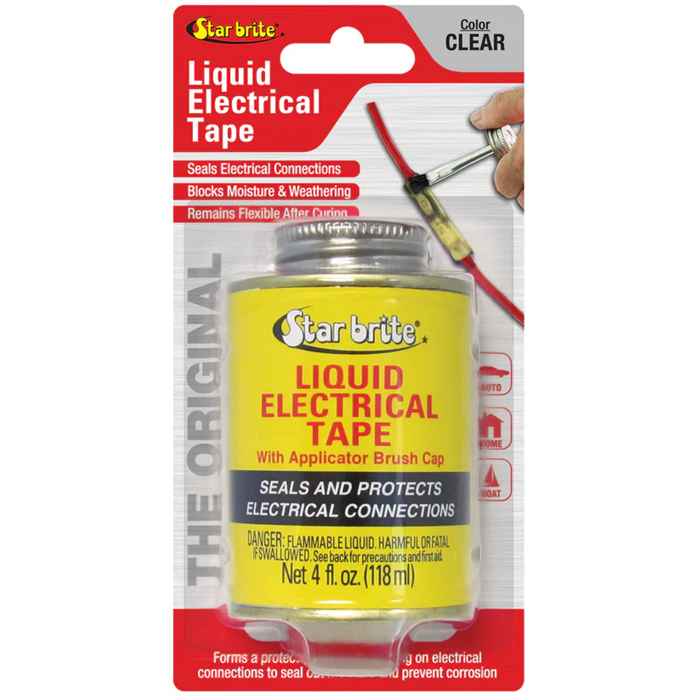 Star Brite Liquid Electrical Tape in clear, 4 oz bottle, flexible protective coating for electrical wiring and connections.
