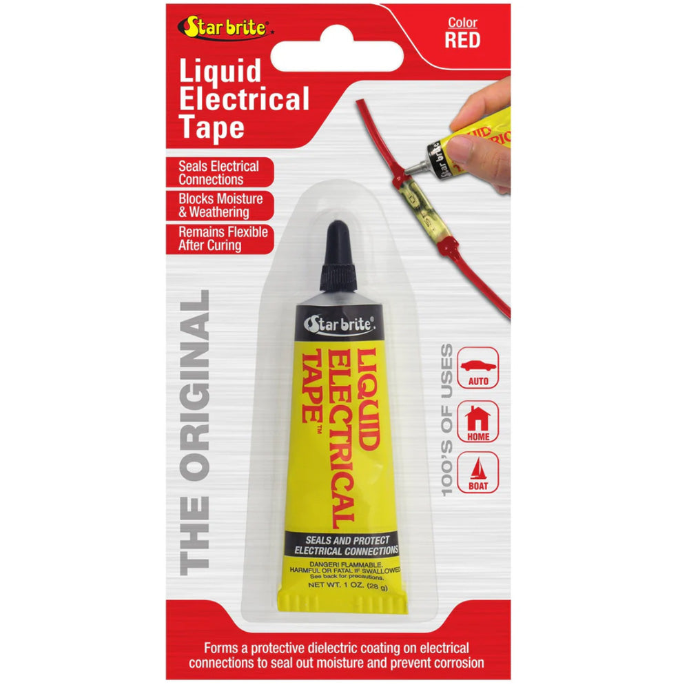 Red Star Brite Liquid Electrical Tape in 1 oz bottle, flexible waterproof coating for electrical insulation and protection.