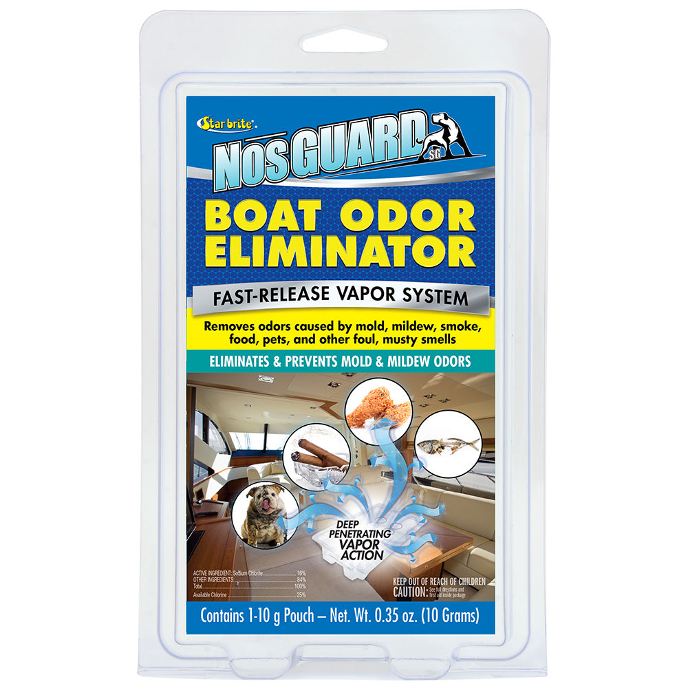 Star brite NosGUARD Boat Odor Eliminator in spray bottle, designed to quickly neutralize boat odors.