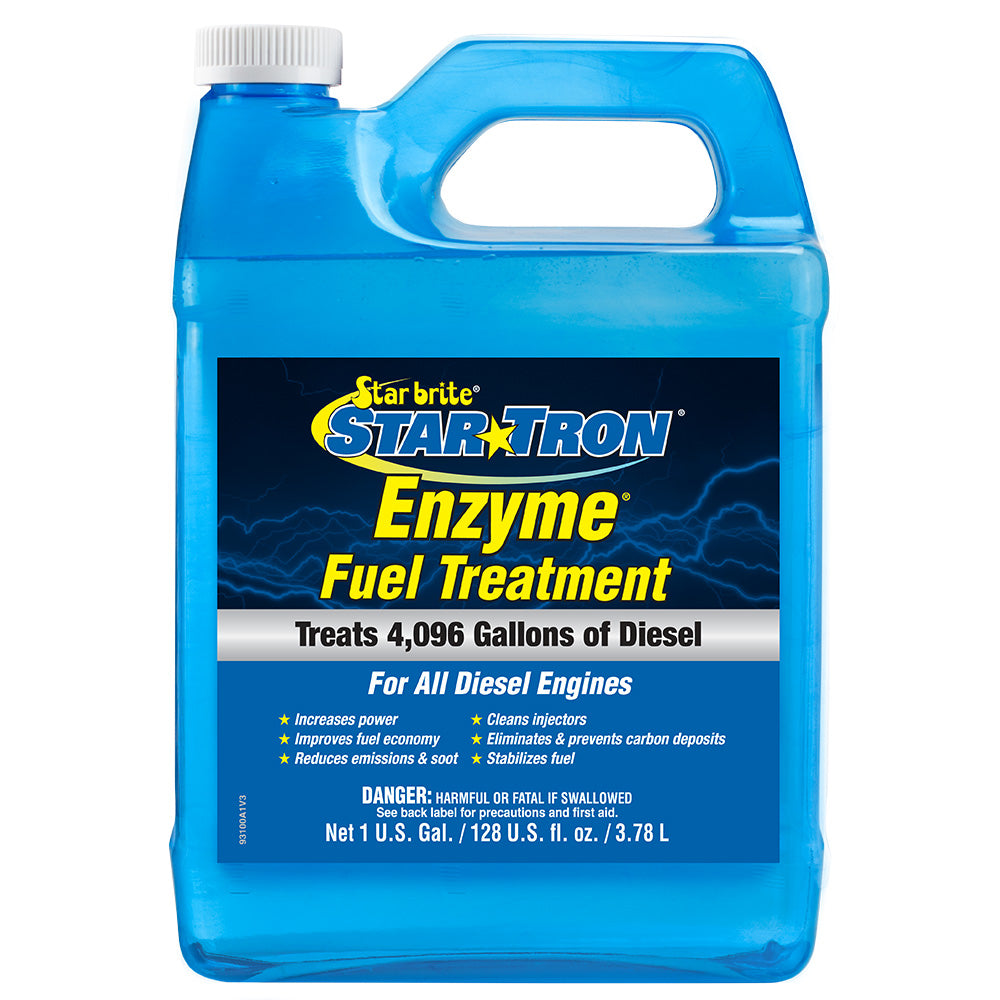 Star brite Star-Tron Diesel Enzyme Fuel Treatment gallon jug, cleaning product for diesel engines and fuel systems.