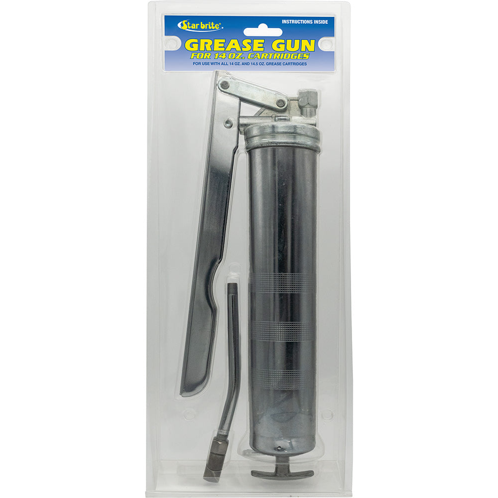 Star brite heavy-duty lever grease gun for 14 oz cartridges, used for cleaning and lubrication tasks.