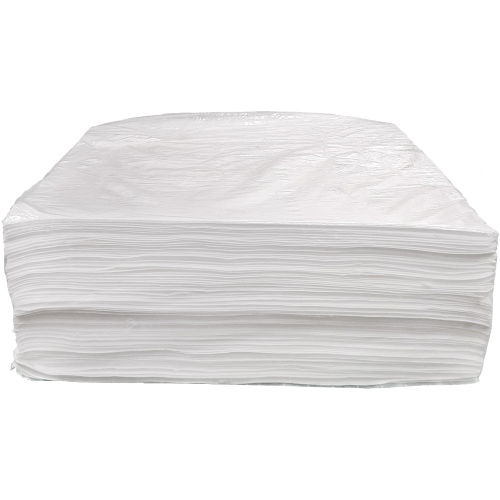 Star brite high-efficiency oil absorbent sheets spread out, showing 100 sheets designed for cleaning oil spills and messes.
