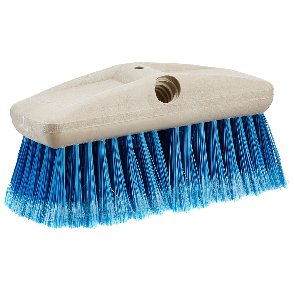 Star brite 8-inch medium bristle wash brush in blue, compatible with Extend-A-Brush for cleaning boats and surfaces.