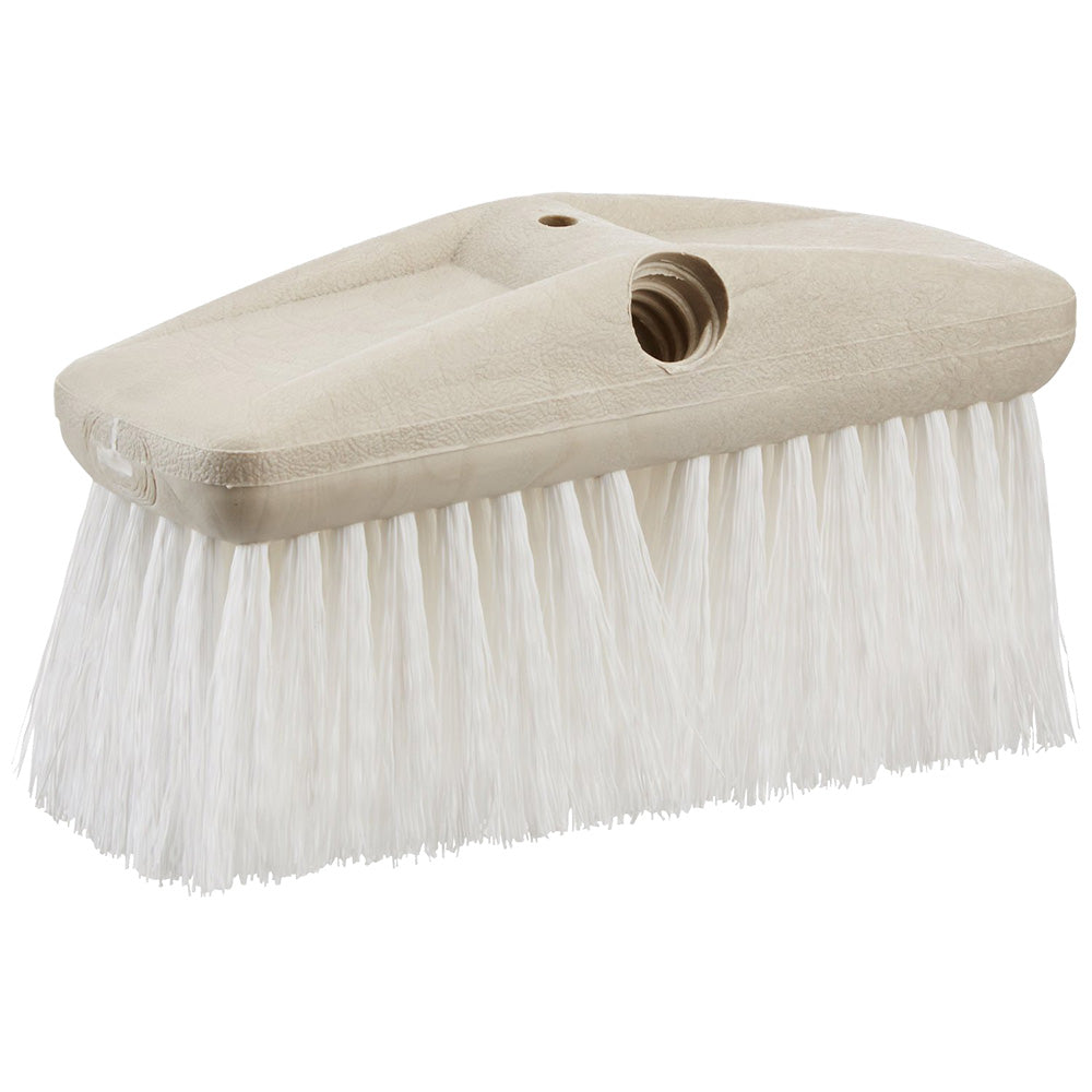 Star brite 8-inch heavy duty stiff wash brush for deck cleaning, with durable bristles and plastic handle.