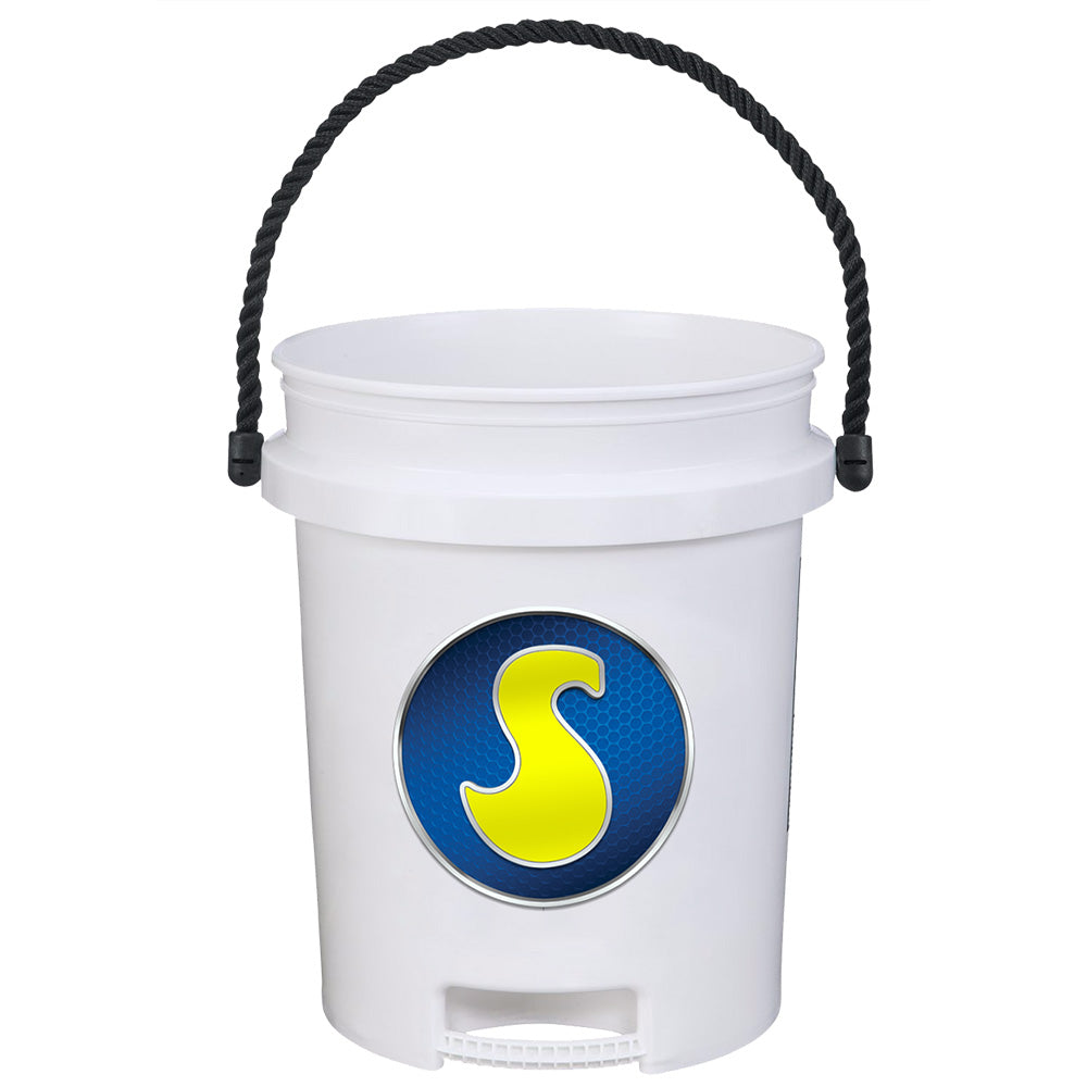 Star brite Ultimate 5-gallon durable cleaning bucket with rope handle, sturdy plastic construction, and reinforced rim.