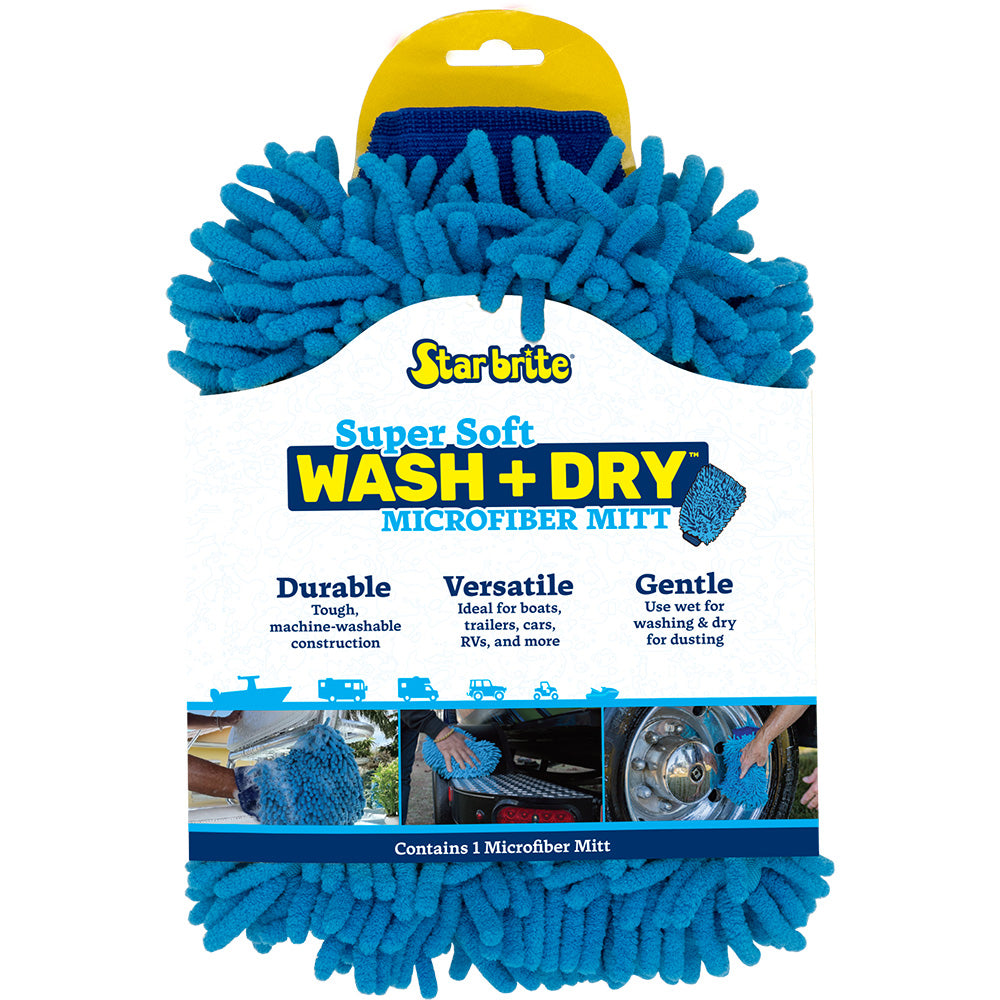 Star brite machine washable microfiber Reggae mitt for cleaning, shown in a close-up image with soft microfiber fibers.