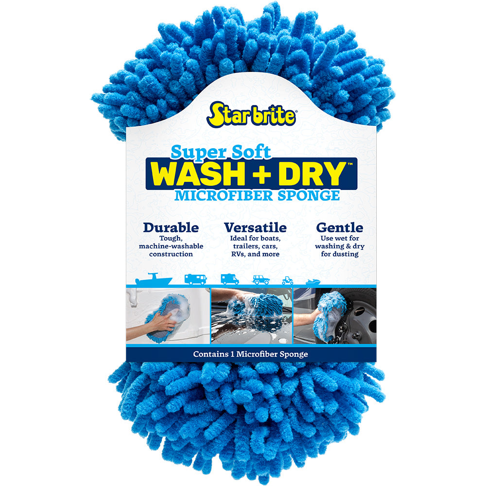 Star brite Microfiber Reggae Sponge in blue, dual-sided cleaning and dusting microfiber sponge for effective scrubbing and dust removal.