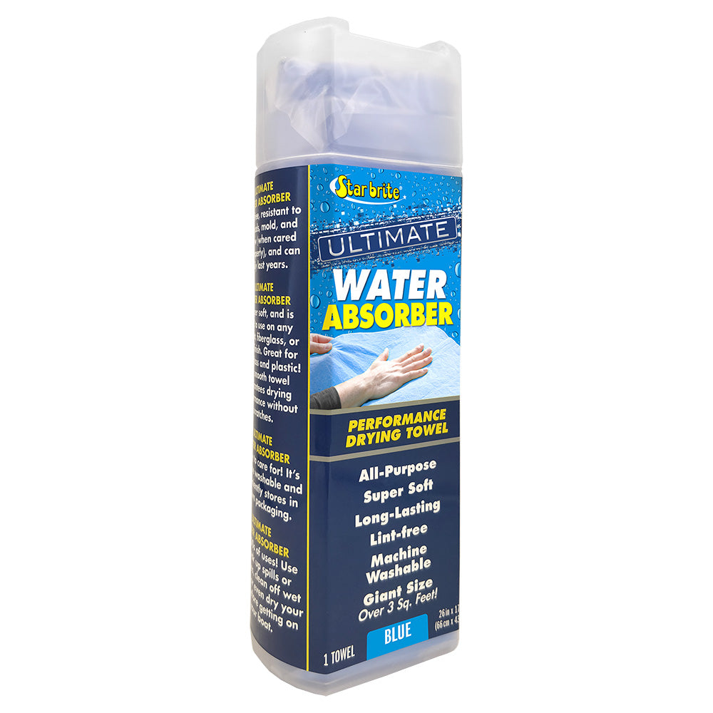Star brite Ultimate Water Absorber blue drying towel for cleaning, showcasing its soft, high-absorption fabric design.