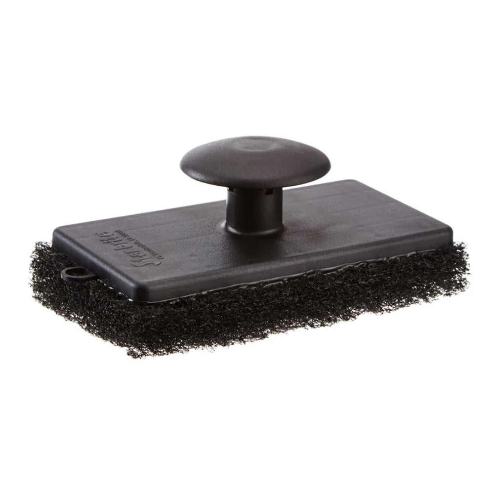 Star brite All-Purpose Coarse Black Scrubber Pad with handle, ideal for cleaning boats and tough surfaces.