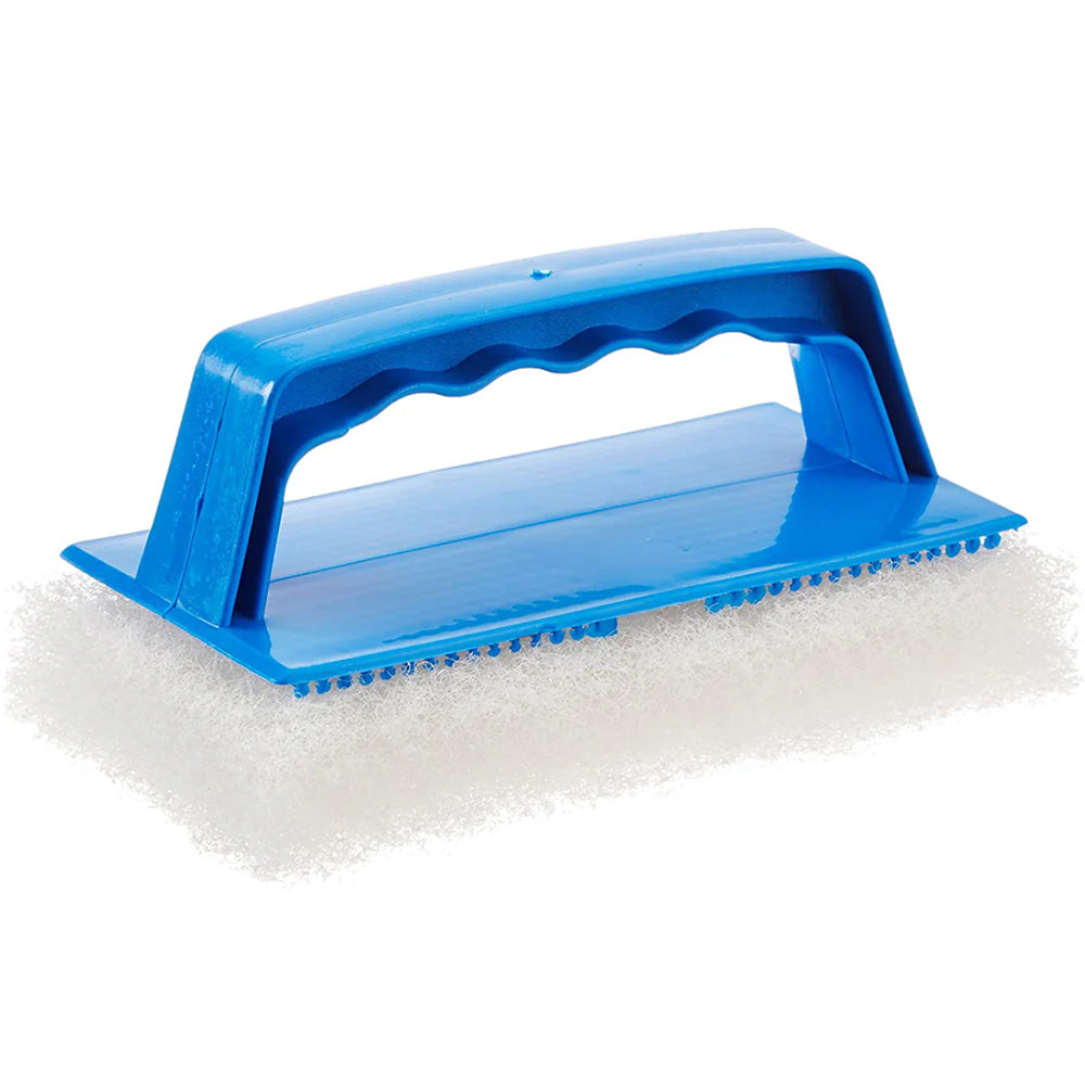 Star brite Fine White Scrub Pad with interchangeable handle for cleaning surfaces, durable and effective scrubbing tool.