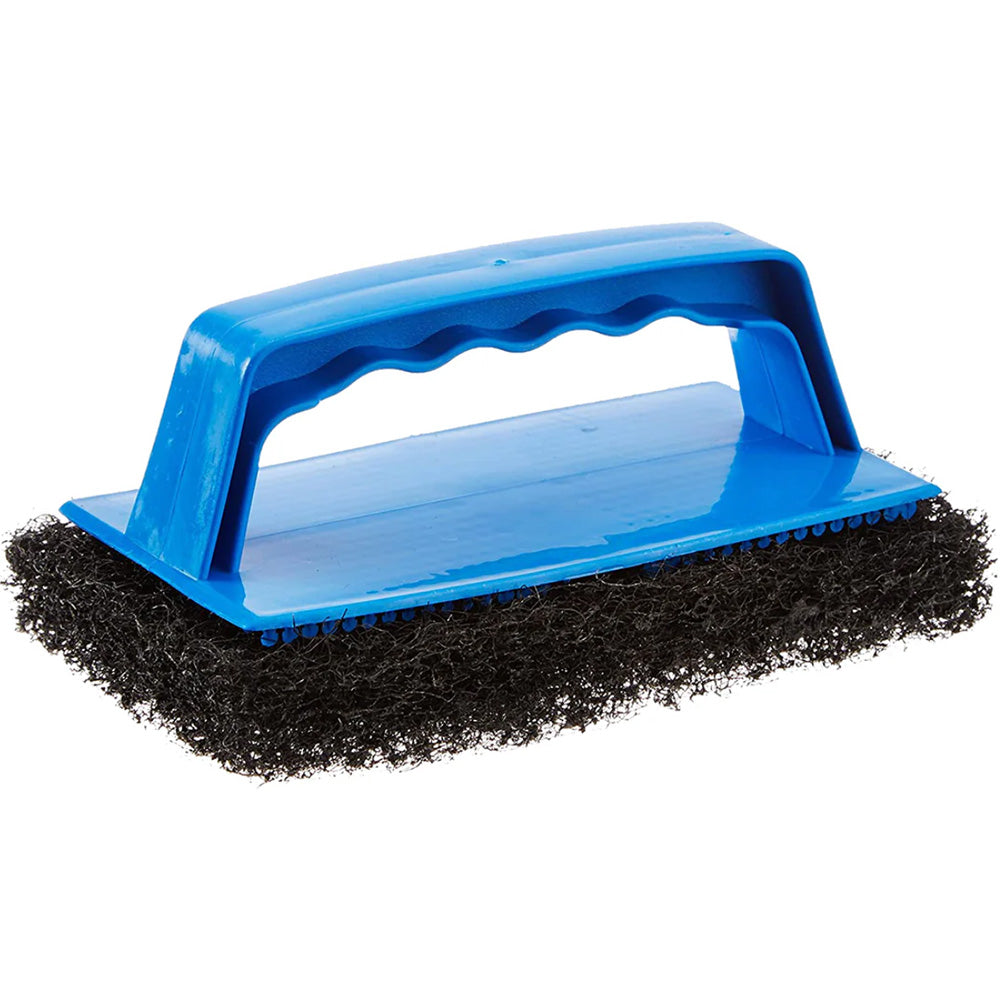 Star brite coarse black scrub pad with interchangeable handle for tough cleaning tasks, designed for durable scrubbing.
