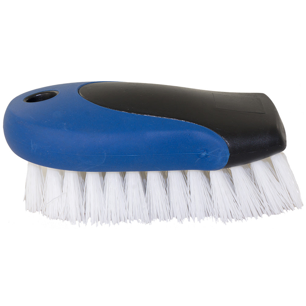 Star brite Dlx non-slip 6.5-inch hand scrub brush for cleaning dirt and grime removal with ergonomic grip.