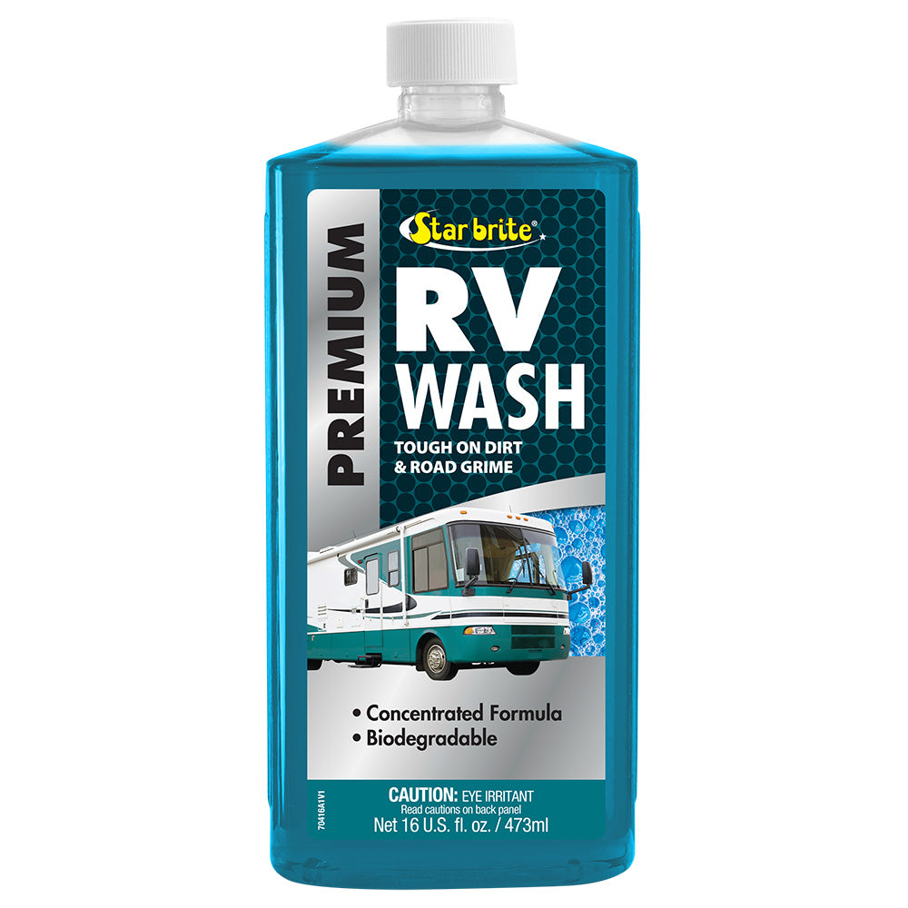 Star brite Premium RV Wash bottle, a 16 oz cleaning product designed for RV exterior cleaning and maintenance.