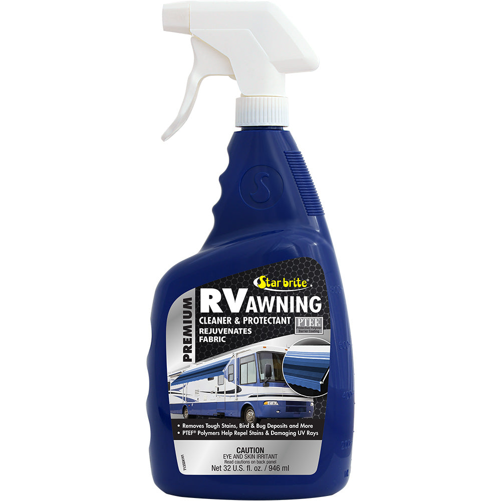 Star brite Premium RV Awning Cleaner Protectant Spray in 32 oz bottle, used to clean and protect RV awnings from dirt and UV damage.