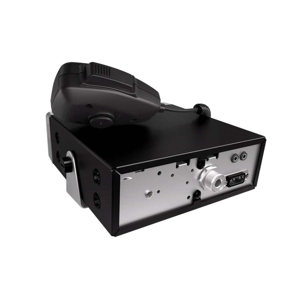 Uniden dual-mode AM/FM CB radio with digital display and control knobs for communication in vehicles.