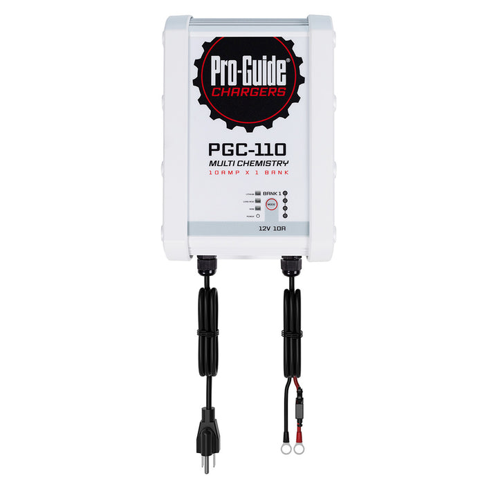 Pro-Guide Batteries 12V 10-Amp Bank On-Board Battery Charger, compact charger with digital display and power connections