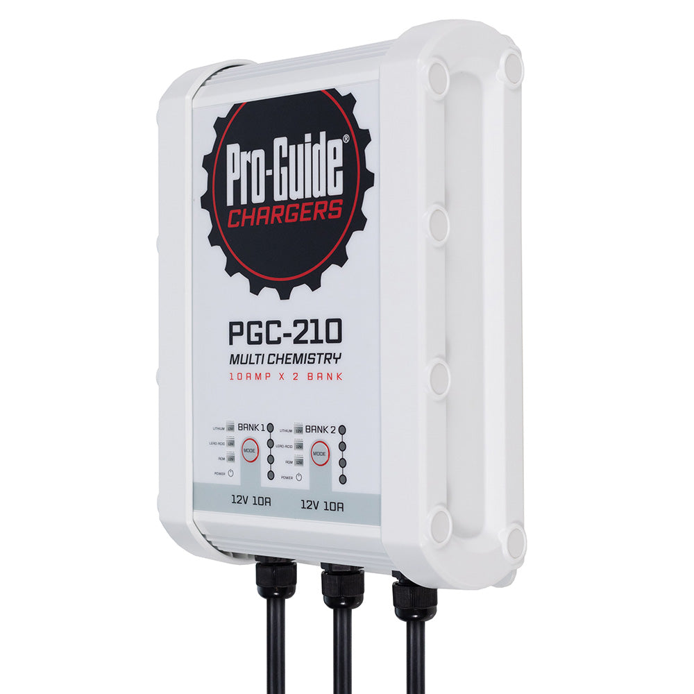 Pro-Guide Batteries 12V 10-Amp Bank On-Board Battery Charger for automotive and marine use, mounted on a vehicle or boat.