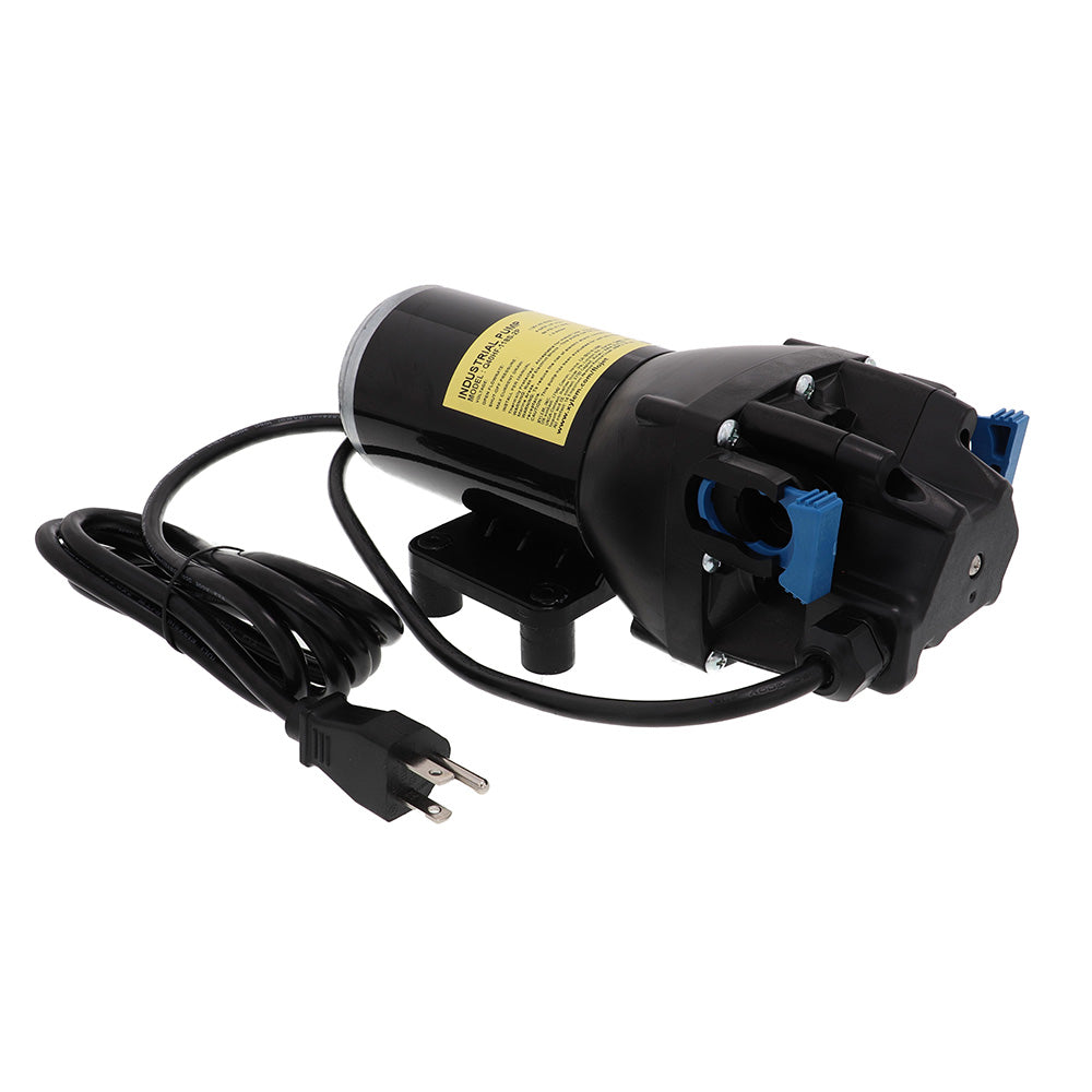 Flojet VersiJet industrial diaphragm pump with 115V power, 4 GPM flow rate, and 60 PSI pressure, shown in the image.