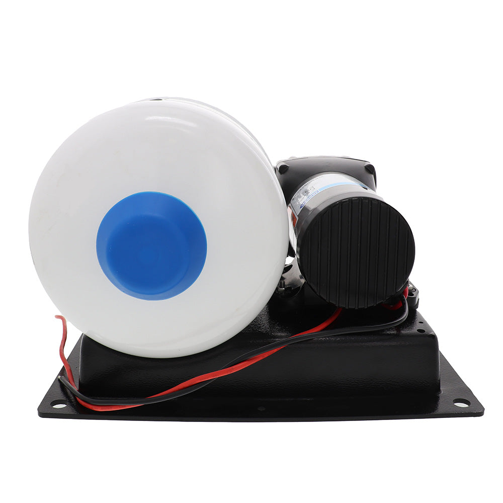 Jabsco Marine Water Pressure Booster System 24V washdown pressure pump installed on a boat for enhanced water flow.