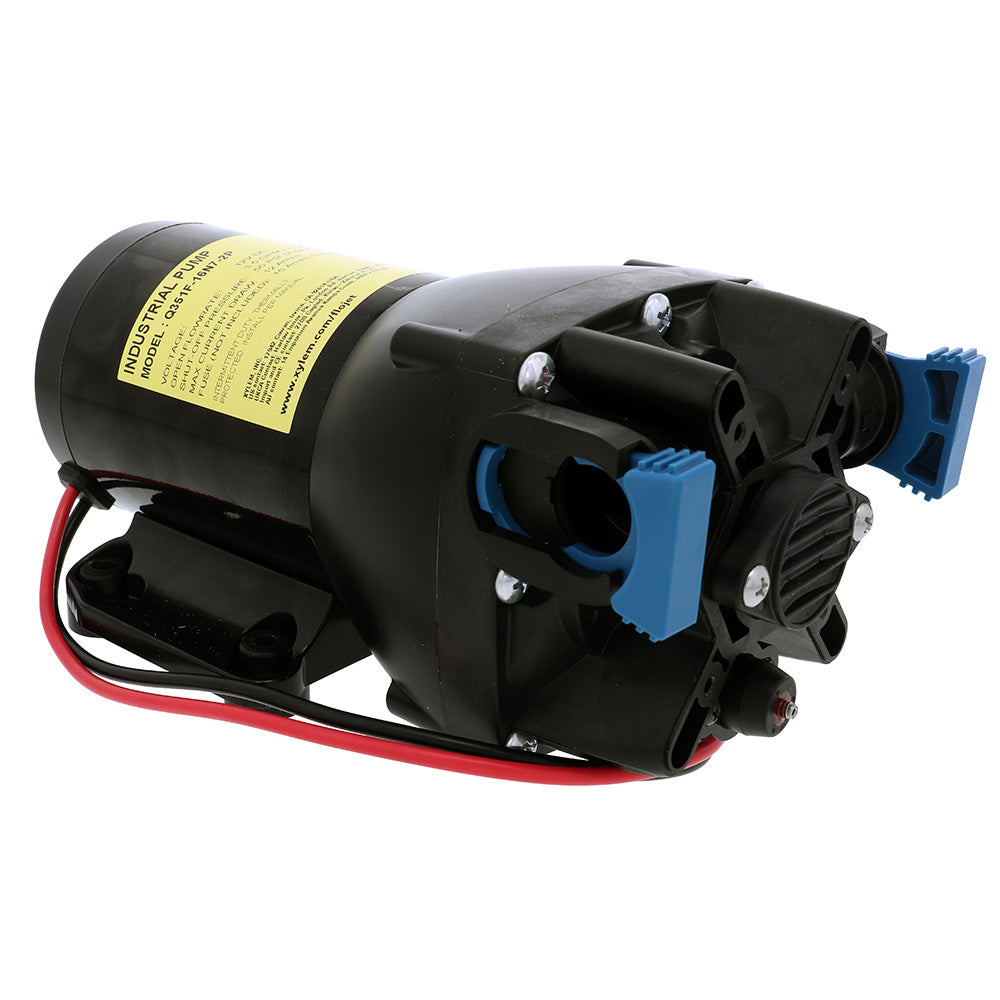 Flojet VersiJet 4 chamber diaphragm pump for marine sanitation, 24V, 3.5 GPM flow rate, 50 PSI pressure, shown in the image.
