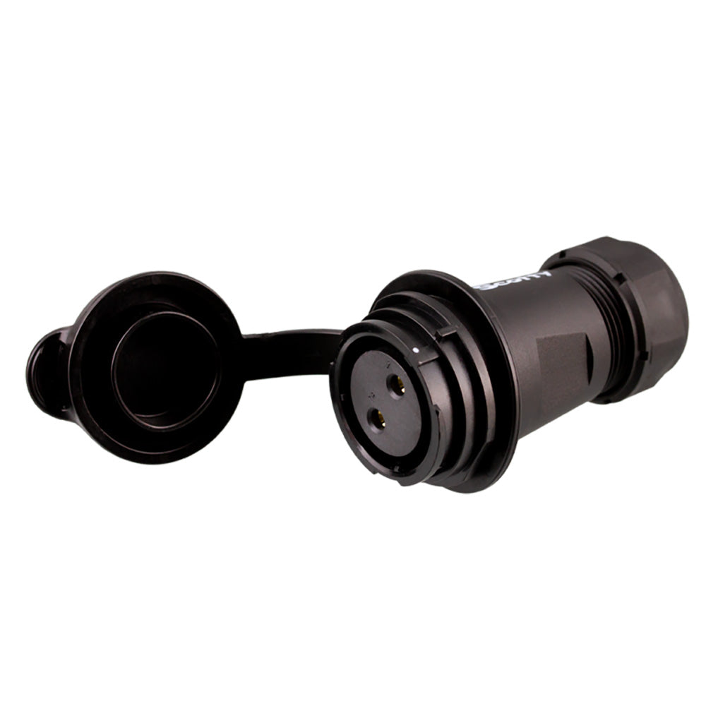 Scotty 2122 marine grade 12V socket accessory for boats, durable electrical connector with secure fitting on a white background.