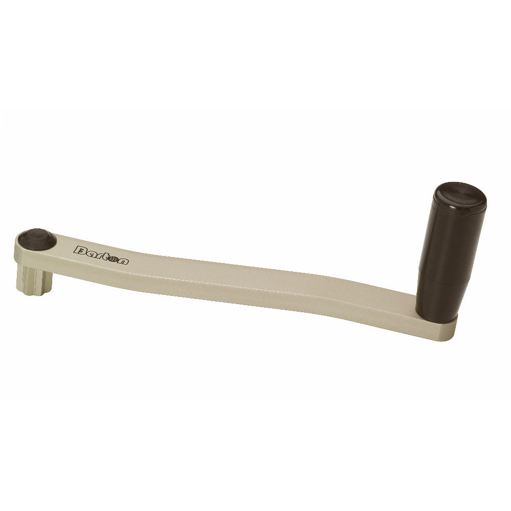 Barton Marine aluminum 10-inch winch handle for sailboat winches, showing a sturdy, lightweight marine winch handle in silver.