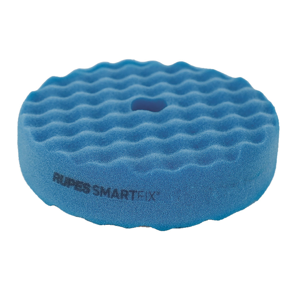 Blue RUPES SMARTFIX double-sided coarse foam pad, 180mm cleaning tool for automotive and surface polishing.